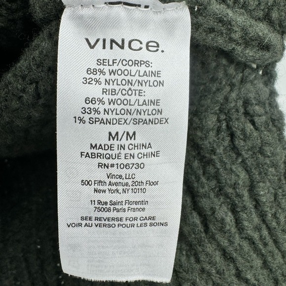 Vince Wool Blend Pullover Sweater Long Sleeve Mock Neck Hunter Green M NWOT - Picture 9 of 13